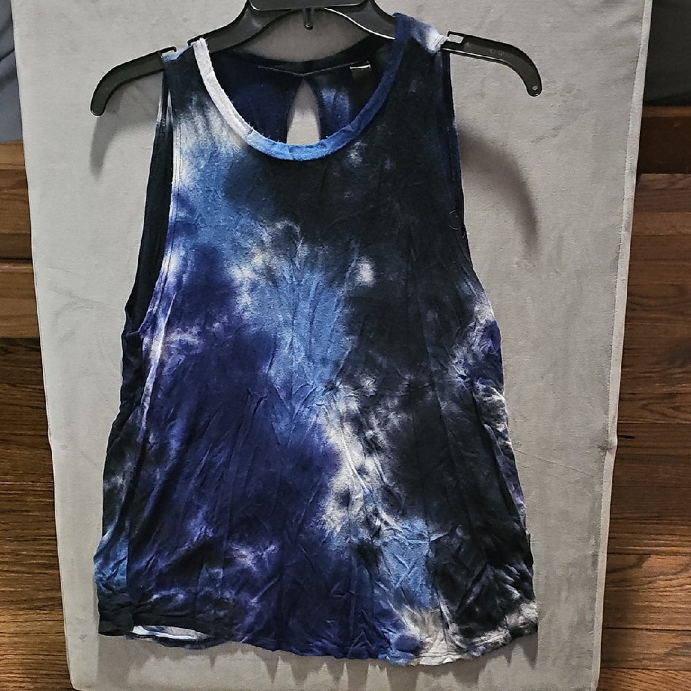 Interval Women's Blue Tie-Dye Sleeveless Tank Top